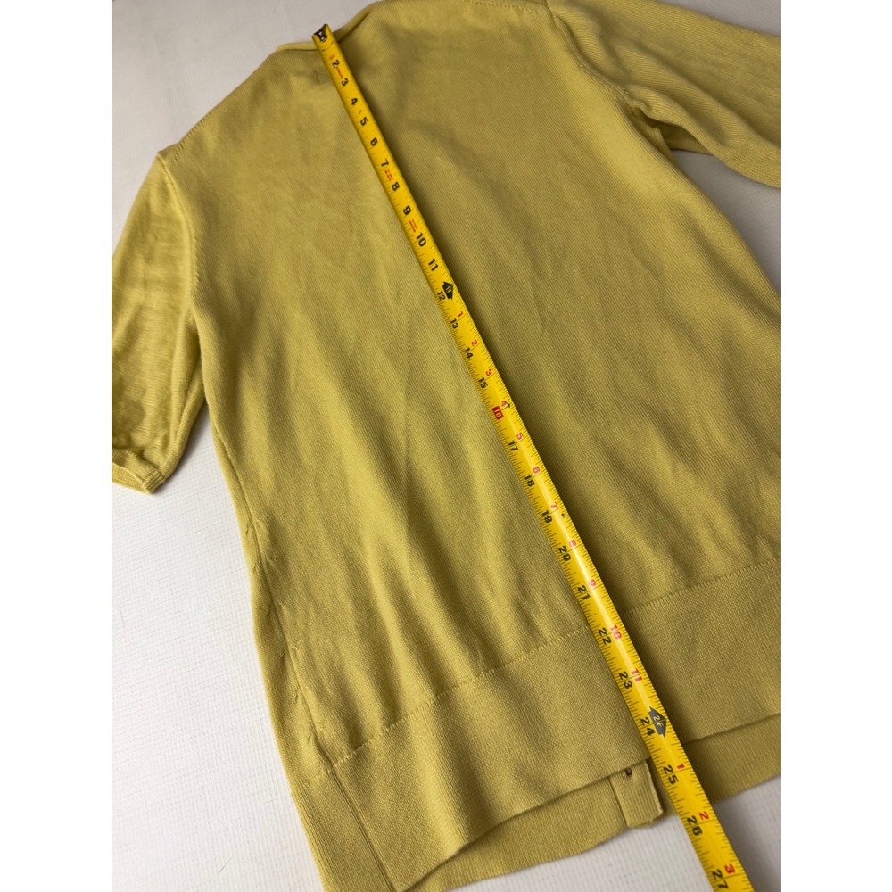 Modern Citizen Cardigan Women Large Yellow Short Sleeve Merino Wool - Picture 4 of 8